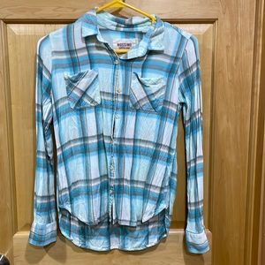 BOGO Mossimo blue gray plaid button down flannel shirt